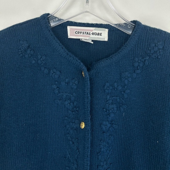 Vintage Crystal Kobe Navy Cardigan with Gold Buttons - Picture 7 of 8